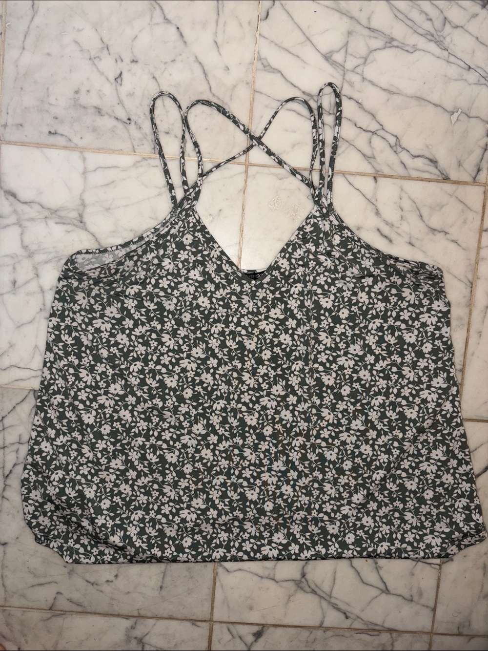 Papermoon Green Floral V-Neck Double-Strap Camisole
